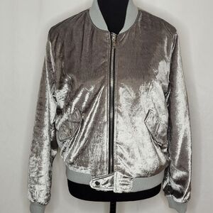 Goldie Retro Velvet Bomber Jacket - Size M